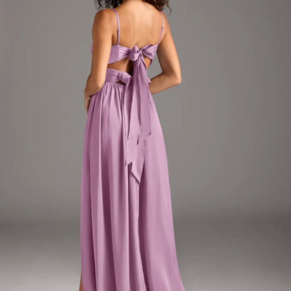 Azazie Zeya Dress, in Wisteria/Stretch Satin Size A2